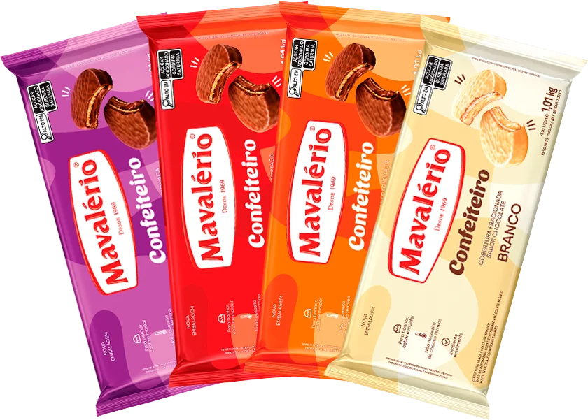 Imagem dos produtos da linha Confeiteiro - Coberturas Mavalério