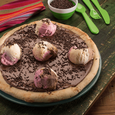 Pizza de Chocolate com Sorvete
