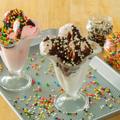 Sorvete de Morango e Flocos