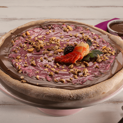 Pizza Integral de Chocolate com Frutas Vermelhas